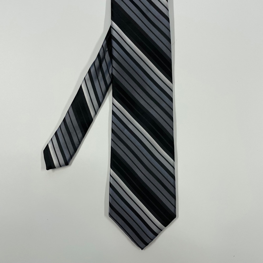 Unbranded Black Grey Striped Woven Formal Necktie Mens OS